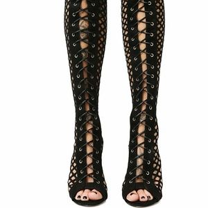 Thigh-high Fishnet Boots w/Easy On Back Zipper ❤🖤